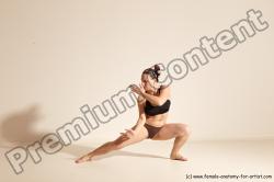 Underwear Martial art Woman White Moving poses Average long colored Dynamic poses Academic